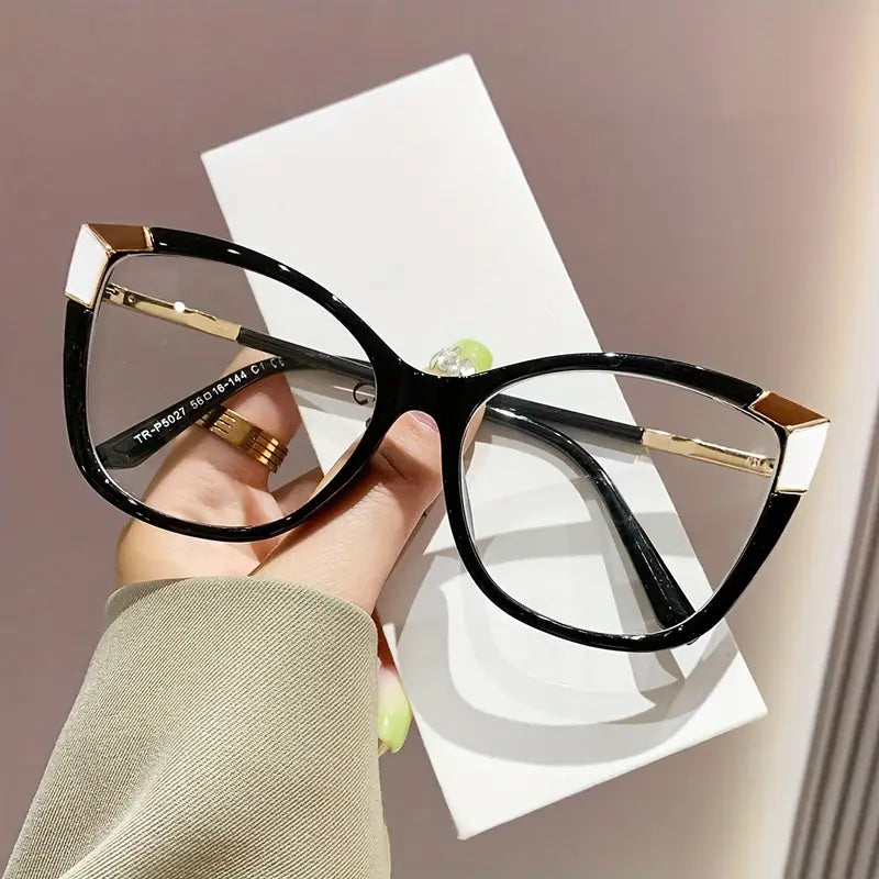 Black w/ White and Brown Accent Glasses