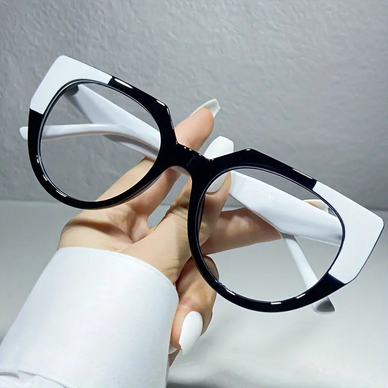 Semi - Geometric Black w/ White Tips Glasses