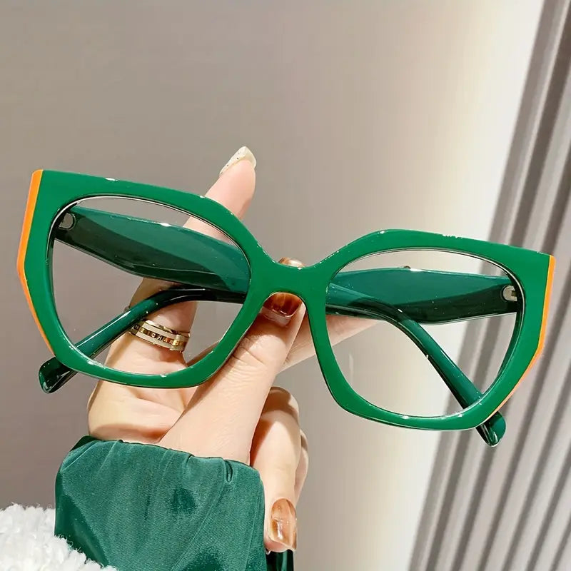 Semi - Geometric Green/Orange Glasses