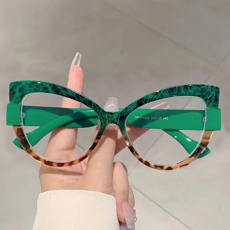 Green/Black/Print Cat-Eye Glasses