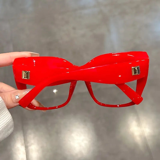 Oversize Red Square Glasses