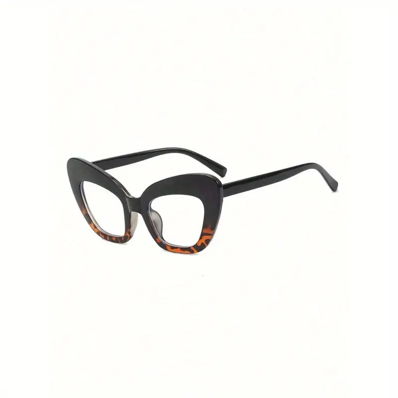 Rounded Cat-Eye Glasses (Black/Print)