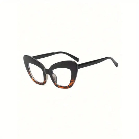 Rounded Cat-Eye Glasses (Black/Print)