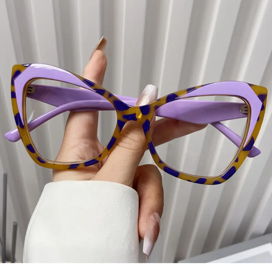 Purple/Print Cat-Eye Glasses