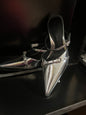 Silver Pointed Toe Mule size 8