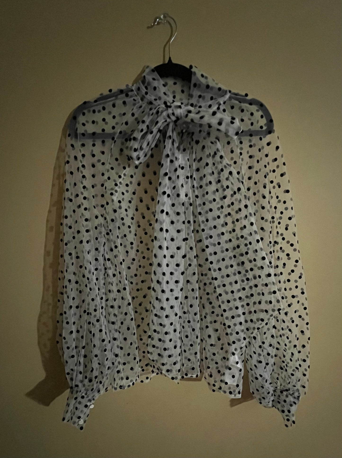Polka dot long sleeve Bow Top (Size 8)