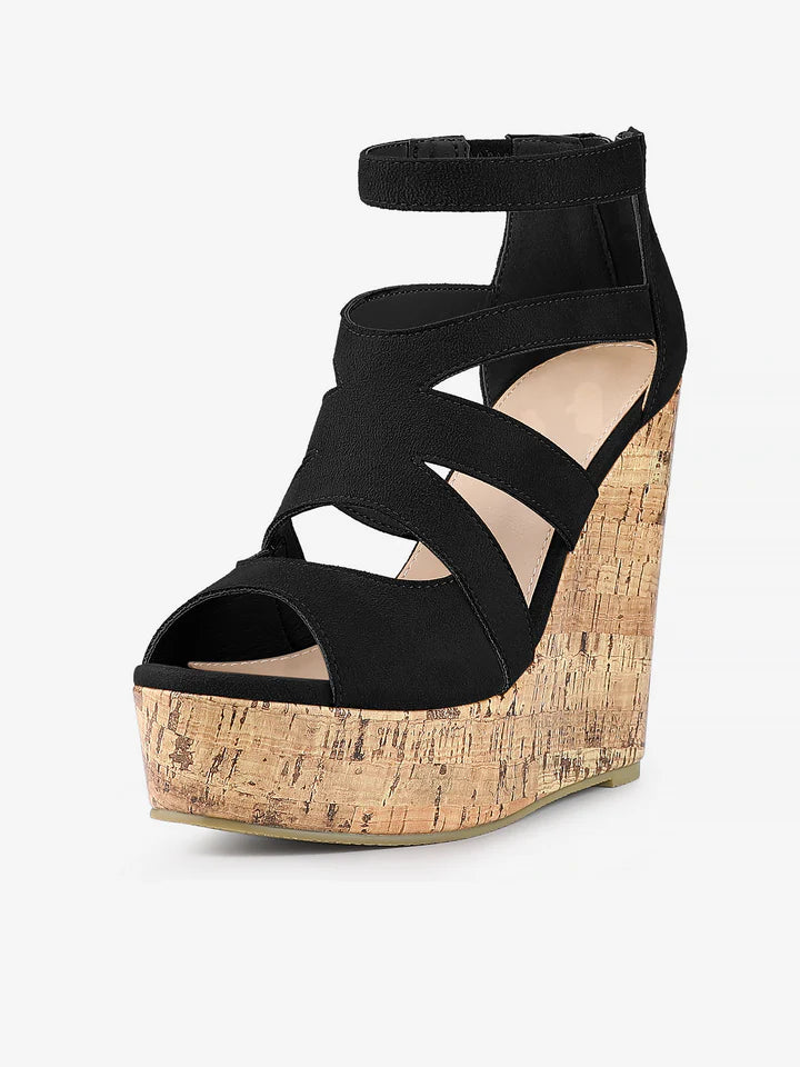 Black Peep Toe Wedge (9W)