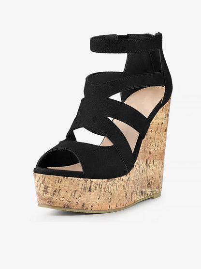 Black Peep Toe Wedge (9W)