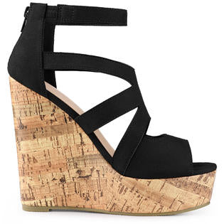 Black Peep Toe Wedge (9W)