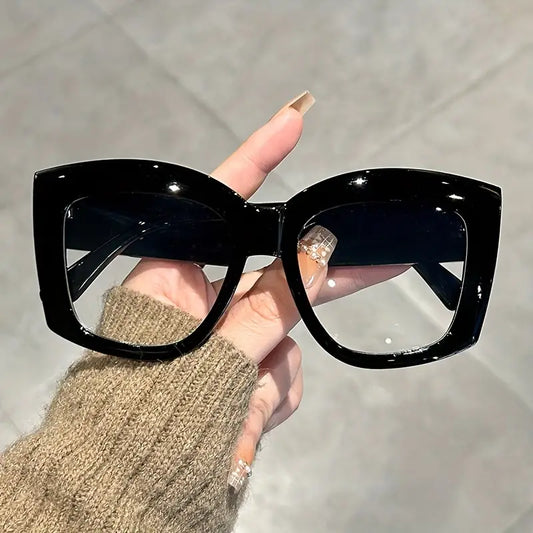 Large Rounded Square Black Glasses