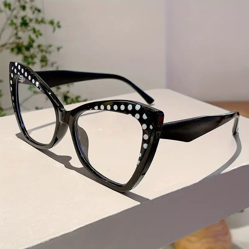 Polka Dot - Black and White Cat-Eye Glasses