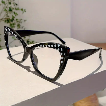 Polka Dot - Black and White Cat-Eye Glasses