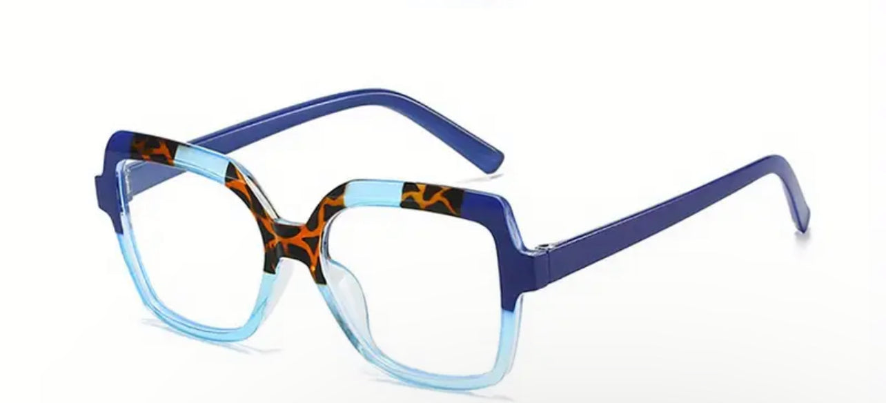 Print/ Blue Square Frame Glasses