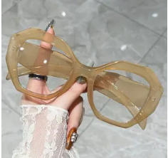 Geometric Tan Translucent Glasses