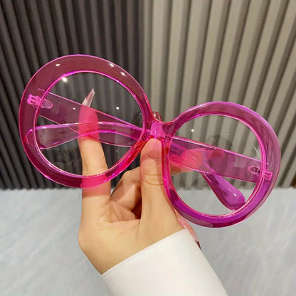 Oversize Circular Pink C-Thru Glasses