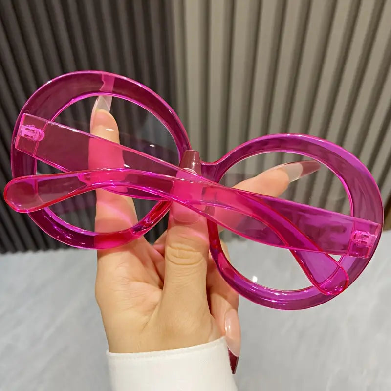 Oversize Circular Pink C-Thru Glasses