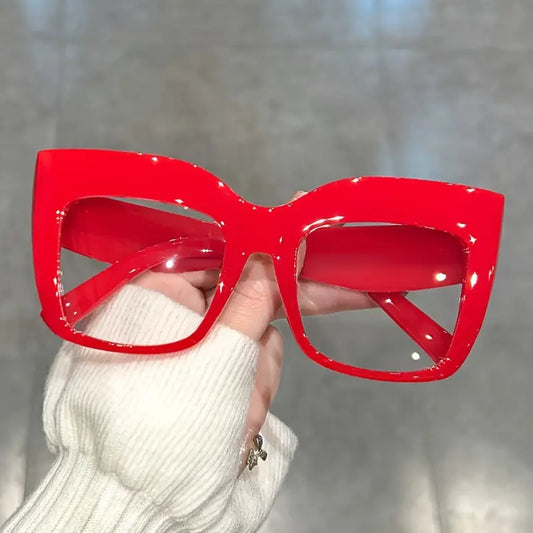 Oversize Red Square Glasses