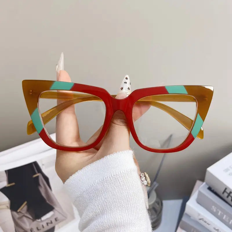 Red/Green/Brown Cat-Eye Glasses