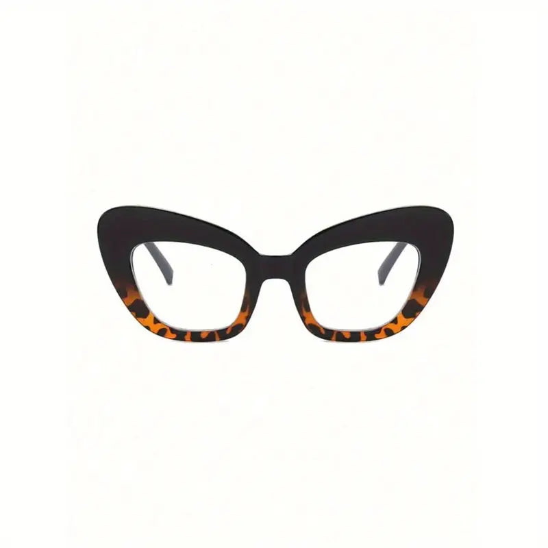 Rounded Cat-Eye Glasses (Black/Print)
