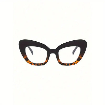 Rounded Cat-Eye Glasses (Black/Print)