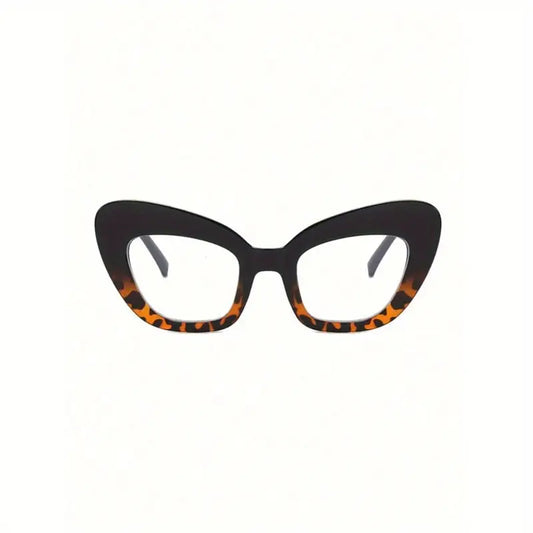 Rounded Cat-Eye Glasses (Black/Print)