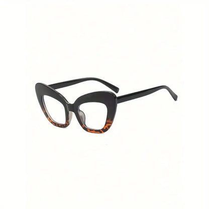 Rounded Cat-Eye Glasses (Black/Print)