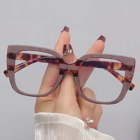 Taupe/ Print Square Glasses