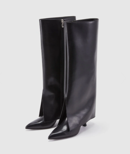 Faux Leather Knee Boots Black size: 5.5