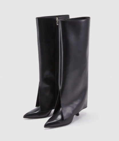 Faux Leather Knee Boots Black size: 5.5