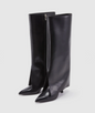 Faux Leather Knee Boots Black size: 5.5