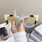 Translucent Blue/ Black/ Yellow Cat-Eye Glasses